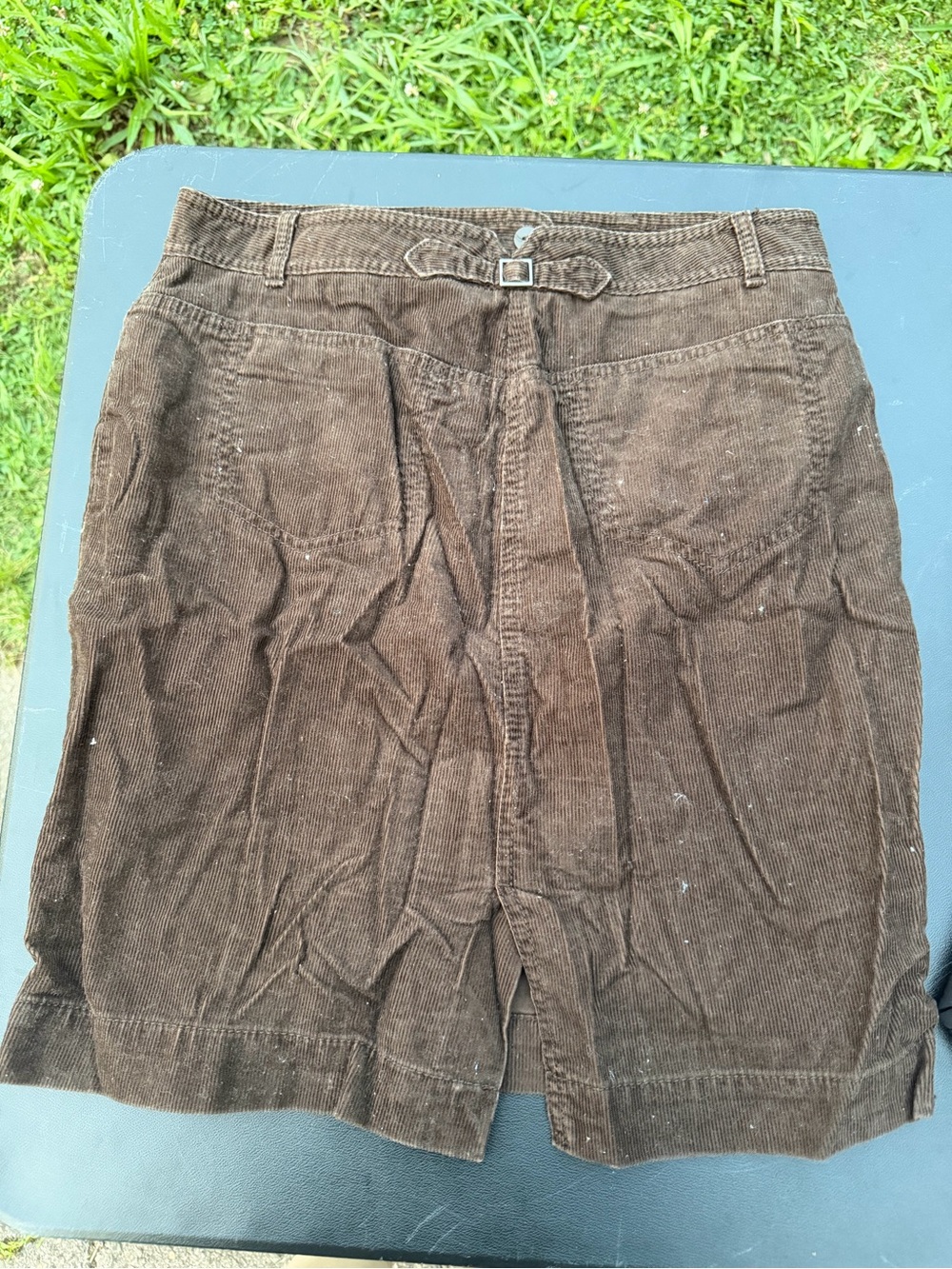 LOFT Brown Corduroy Mini Skirt with Back Buckle